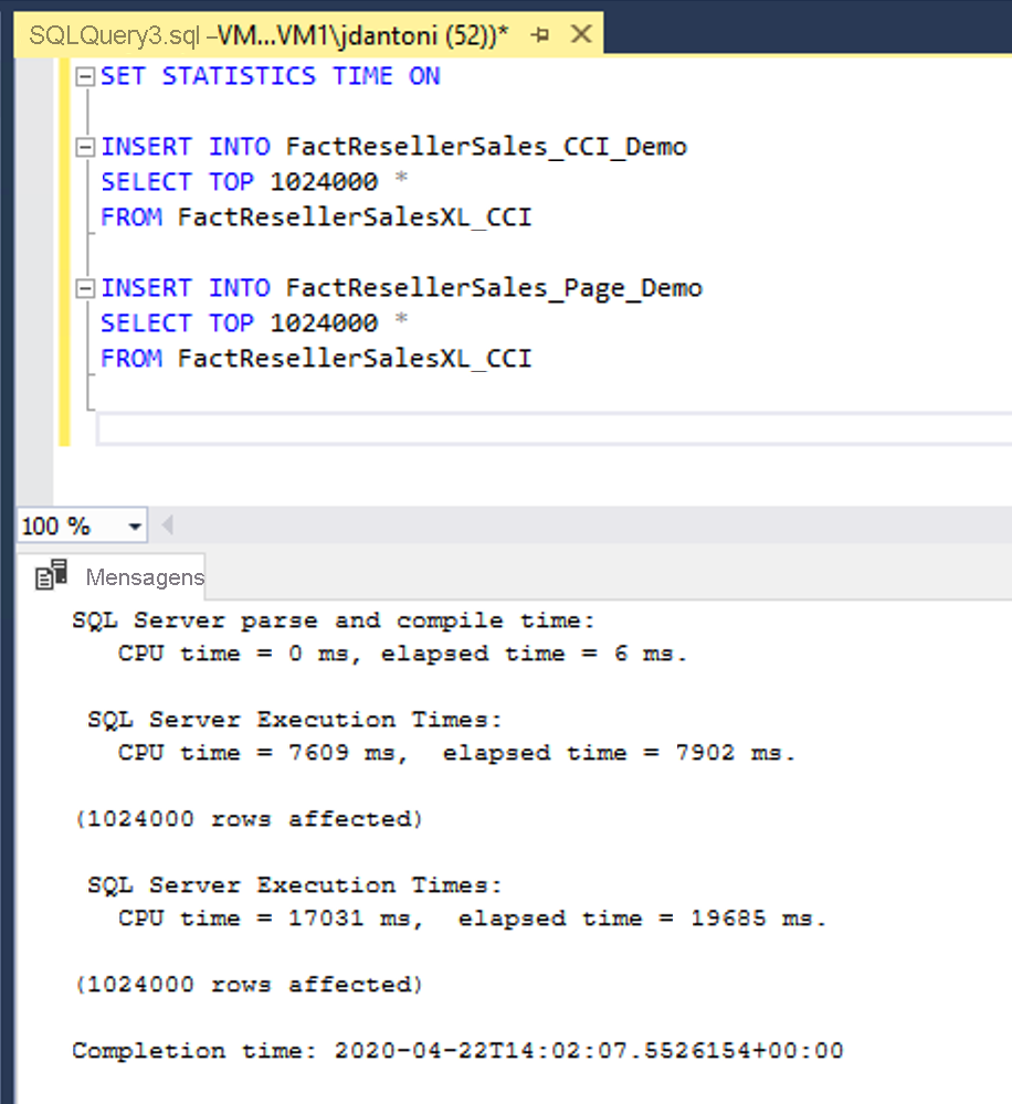 Columnstore Index Load Example