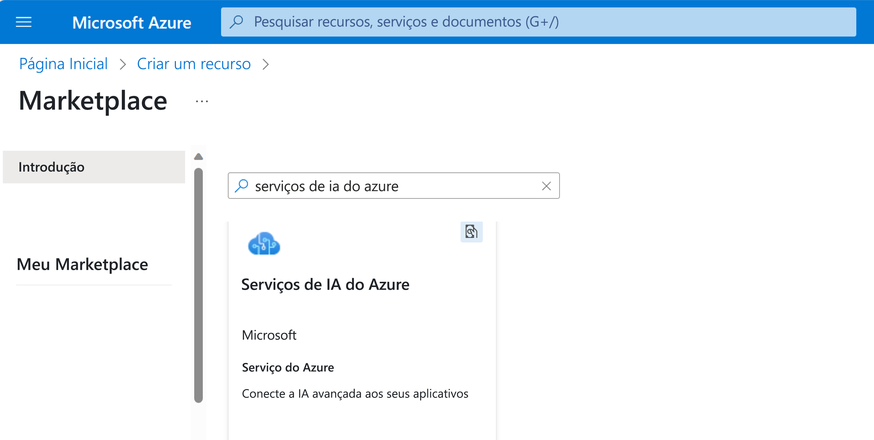 Screenshot of Azure AI services in the Azure portal marketplace.