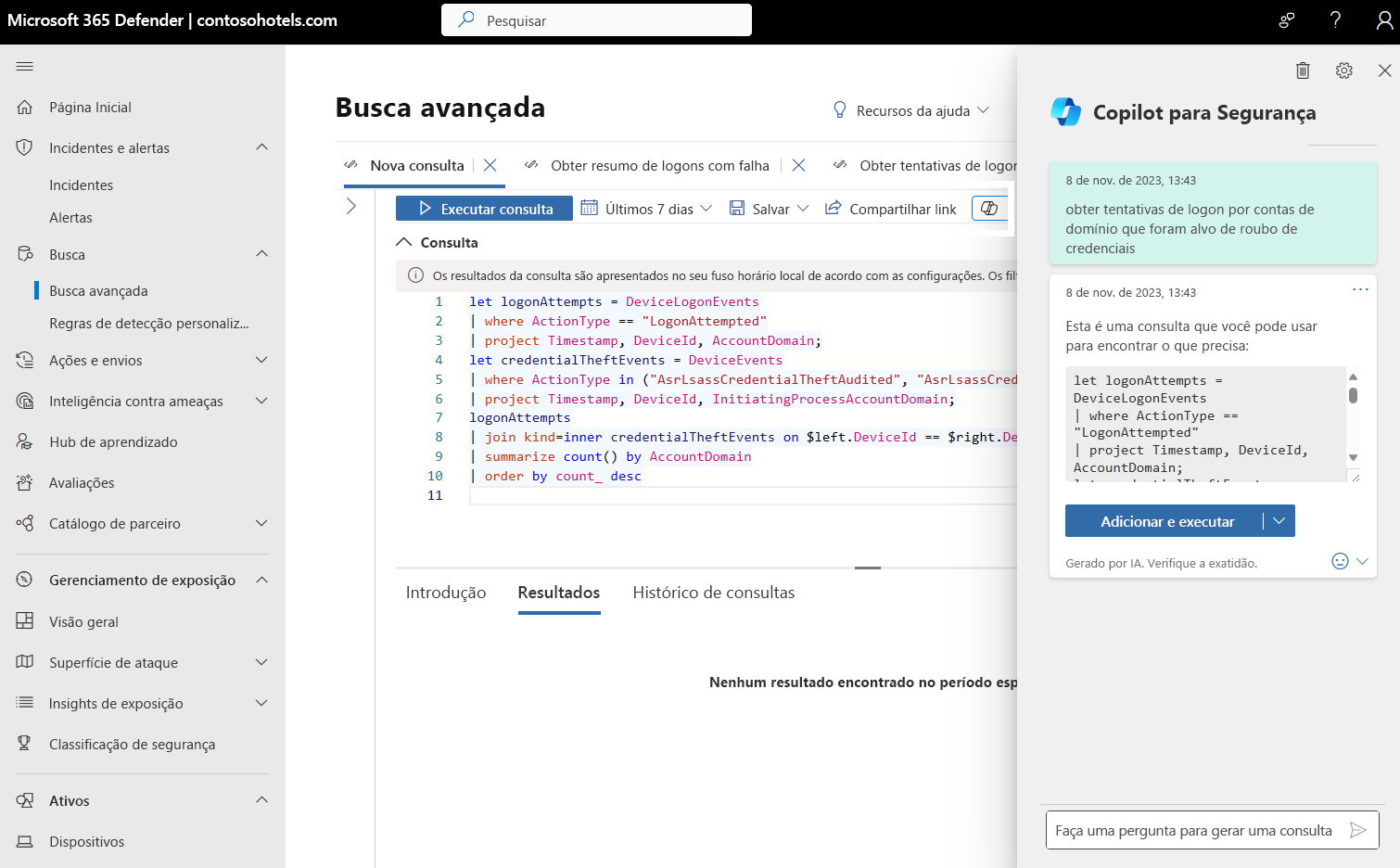 Captura de tela do Microsoft Copilot for Security.