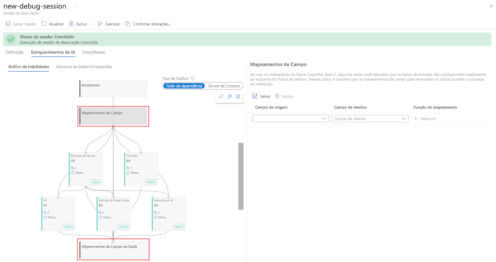 A screenshot showing the field mappings pane.