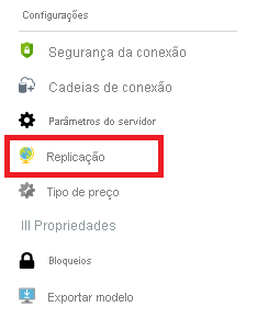 Image showing replication setting in the Azure portal