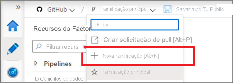 Criar uma nova ramificação