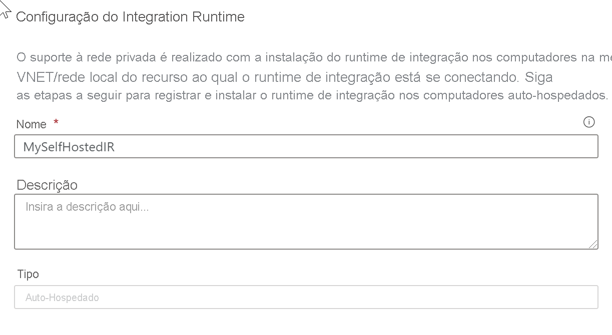 Configuração do Integration Runtime