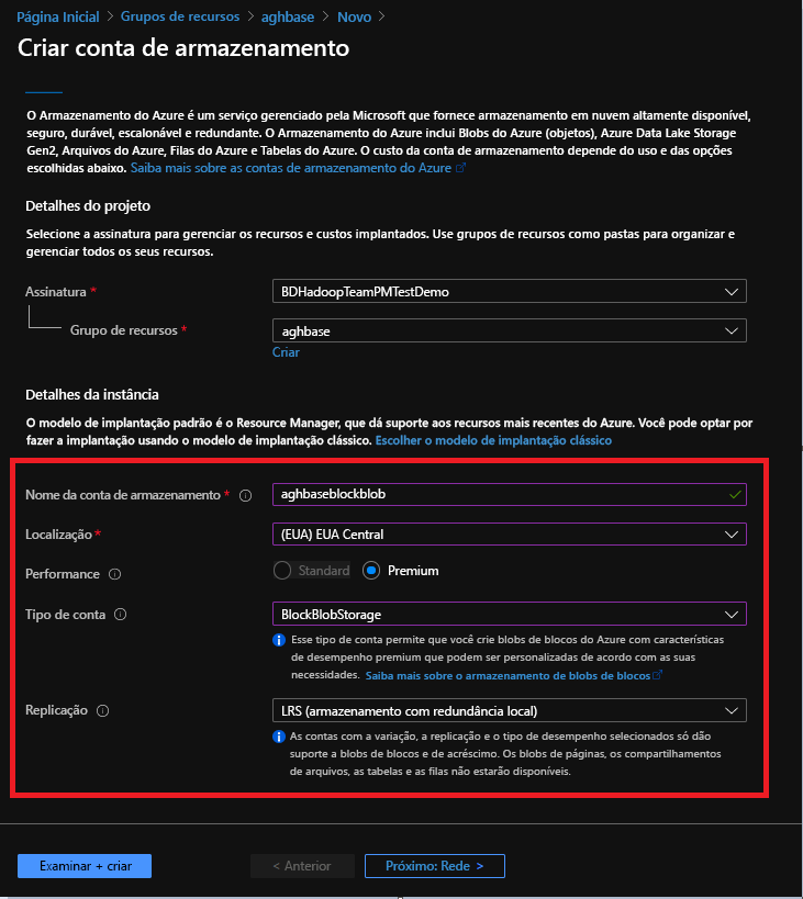 Criar uma conta de armazenamento.