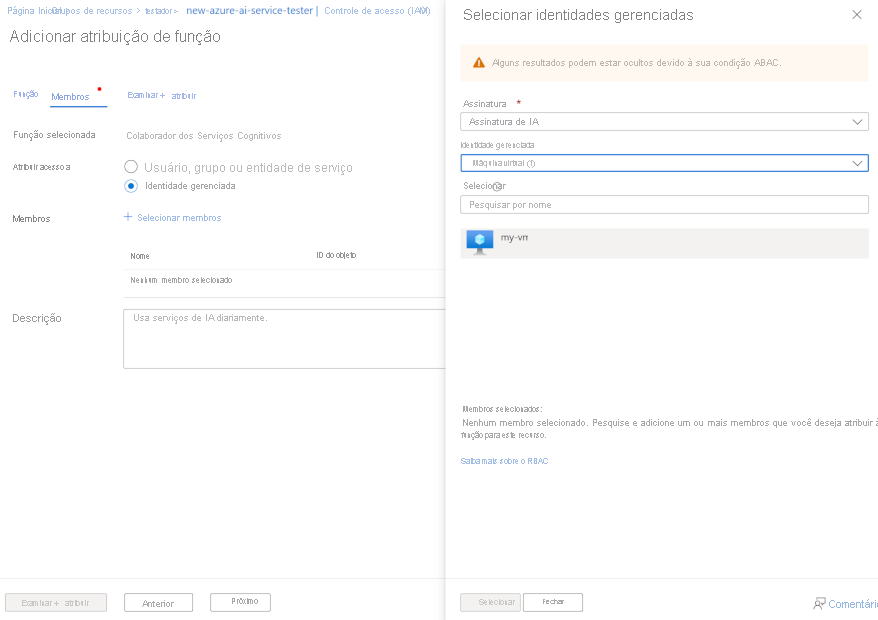 A screenshot showing the Select managed identities pane.