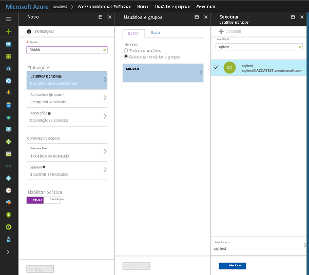 Criar uma política de Acesso Condicional no portal do Azure.