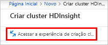 Captura de tela mostrando a página “Básico” com “Acessar experiência de criação clássica” realçado.