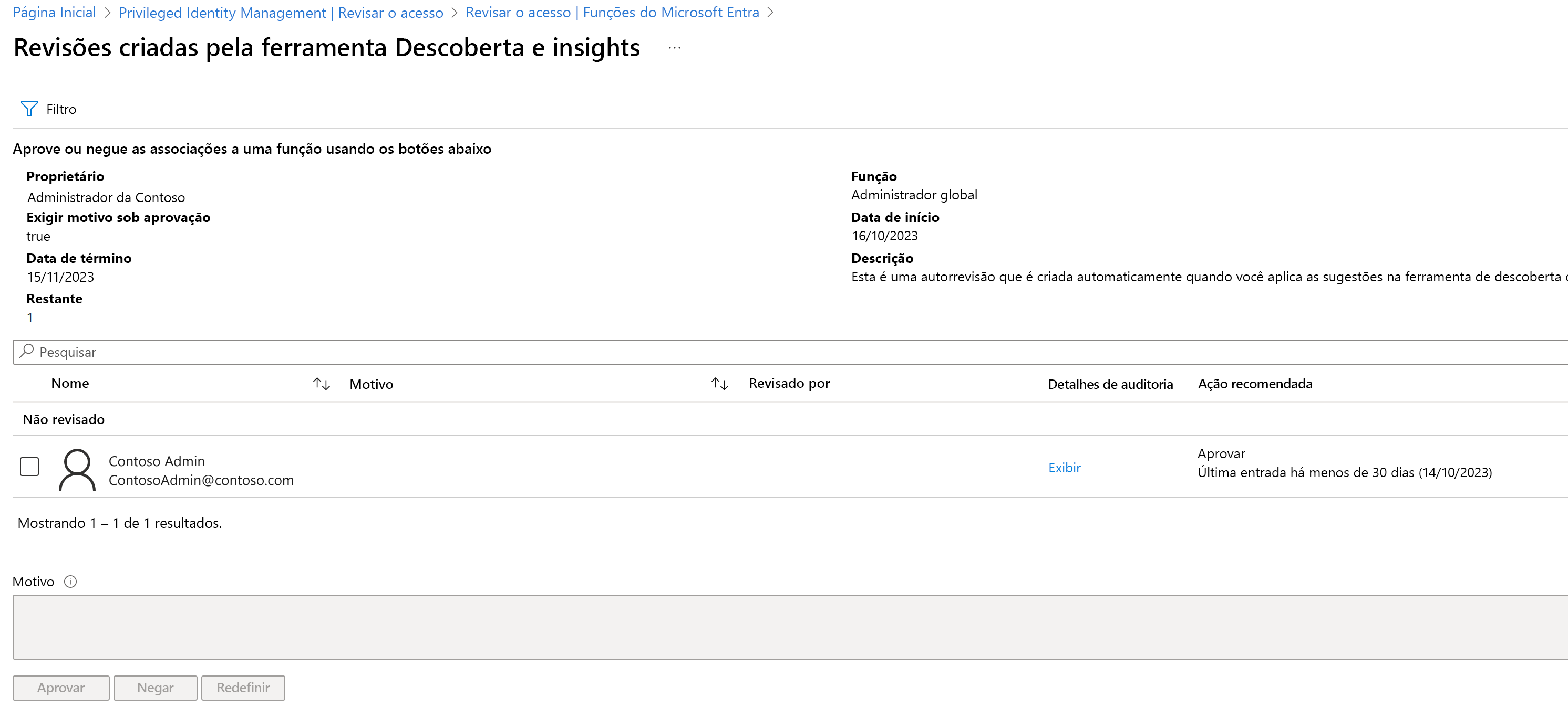 Screenshot of the Create an access review pane for Microsoft Entra roles, within Privileged Identity Manager.