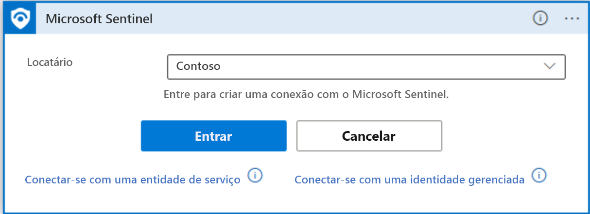 Captura de tela da entrada no locatário do Microsoft Entra.