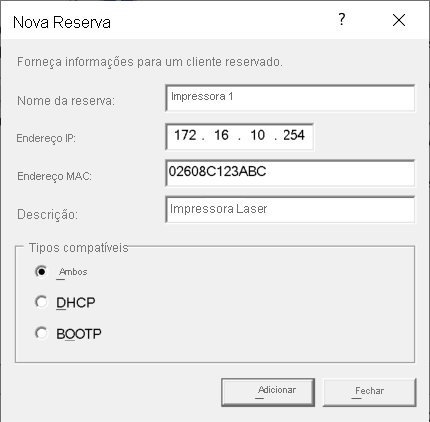 A screenshot of the New Reservation dialog box. The administrator has added the required details as described in the following text.