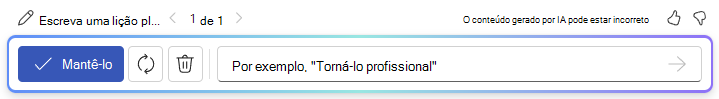 Captura de tela da barra de opções depois de usar o Rascunho com o Copilot no Word.