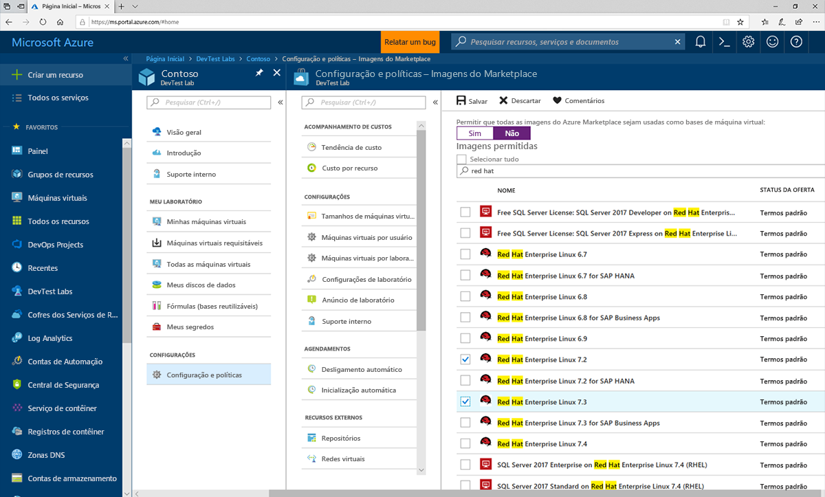 Screenshot of Azure Lab Services