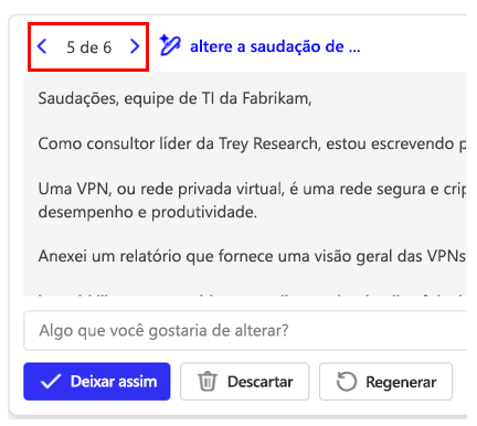 Captura de tela exibindo a janela do Copilot com os números de rascunho destacados.