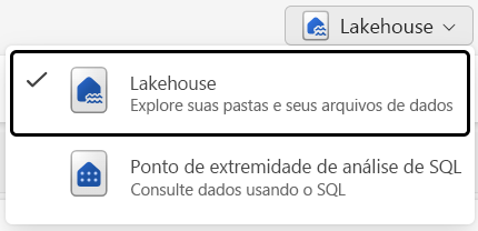 Captura de tela dos dois modos do lakehouse Explorer.