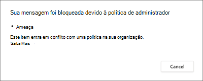 Captura de tela das informações de condição de política para remetente.