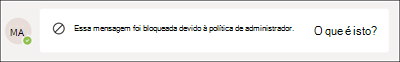 Captura de tela da dica de política para destinatário.