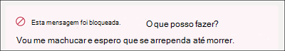 Captura de tela da dica de política para remetente.