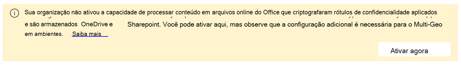 Captura de tela de etiquetas de sensibilidade ativadas para arquivos do Office em SharePoint e OneDrive.