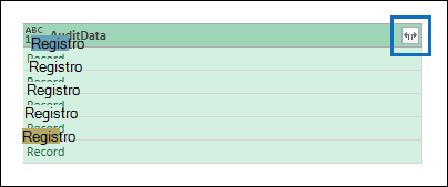 Captura de tela de um arquivo CSV aberto no Editor do Power Query mostrando a coluna Dados de Auditoria e o ícone Expandir realçados.