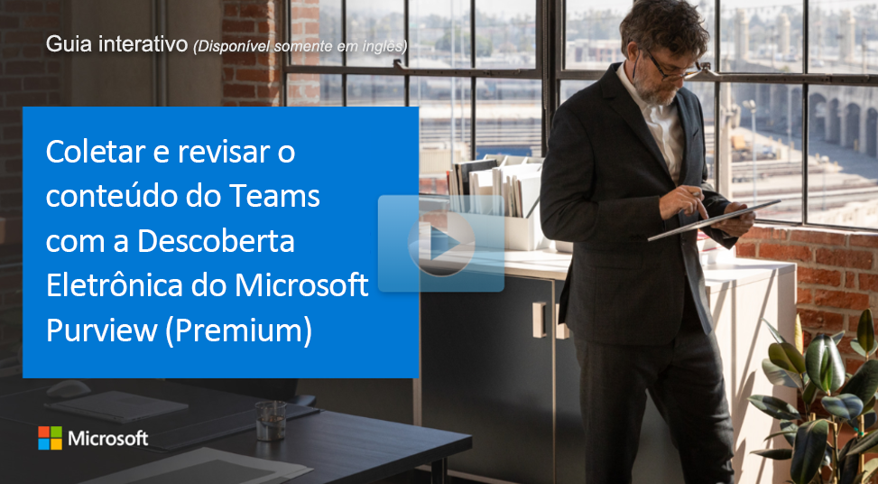 Fotografia da Microsoft Brand Central que exibe o título do guia interativo para o vídeo da coleção.