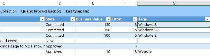 Consultar itens de trabalho usando marcas no Excel