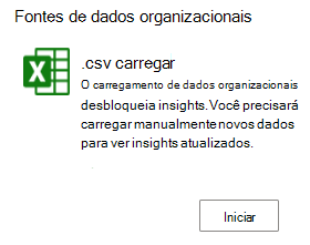 Captura de ecrã a mostrar .csv mosaico de carregamento e a opção Iniciar.