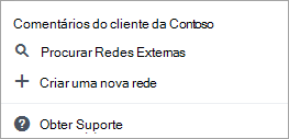 Captura de tela do menu de configurações de uma rede externa.