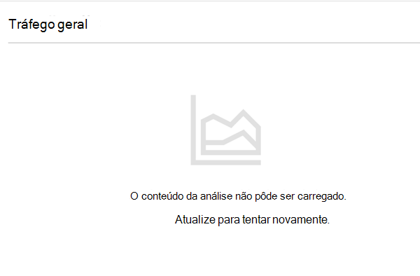 Captura de ecrã a mostrar um erro geral quando existe um problema ao gerar um relatório.