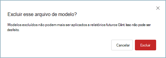 Captura de ecrã da caixa de diálogo que permite a eliminação de modelos.