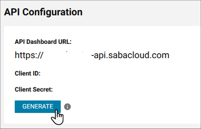 Imagem da API dashboard com o cursor pairando sobre o botão Gerar.