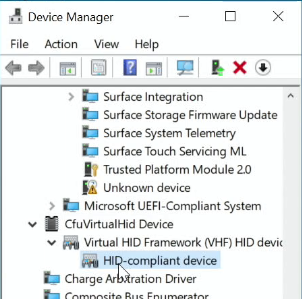 Item da lista de dispositivos compatíveis com HID.