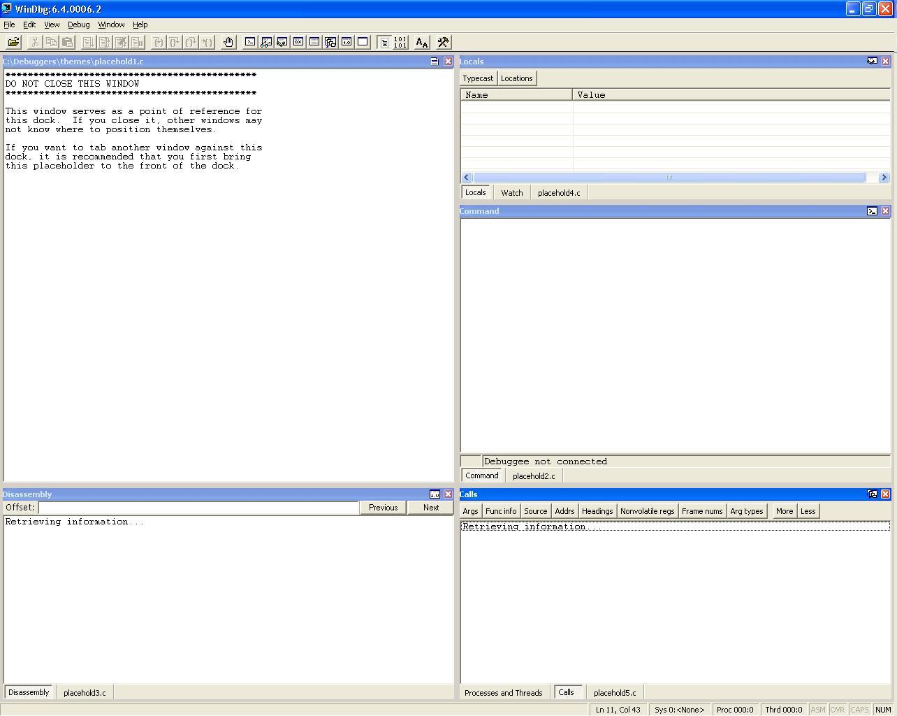 Captura de tela do tema Srcdisassembly.reg em Ferramentas de Depuração para Windows.