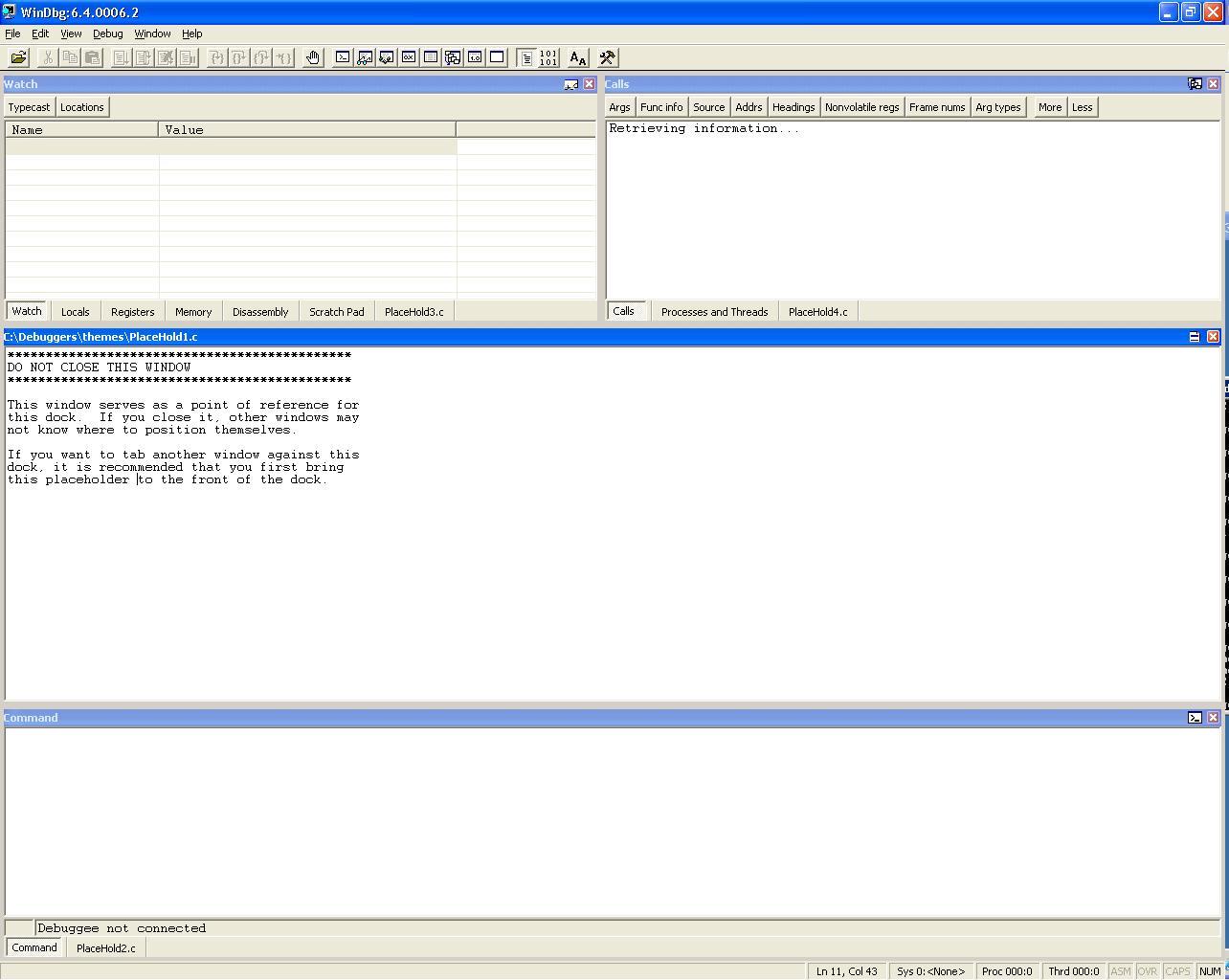 Captura de tela do tema Standardvs.reg em Ferramentas de Depuração para Windows.