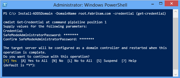 Captura de tela de uma janela do terminal que mostra o processo de reinicialização do controlador de domínio.