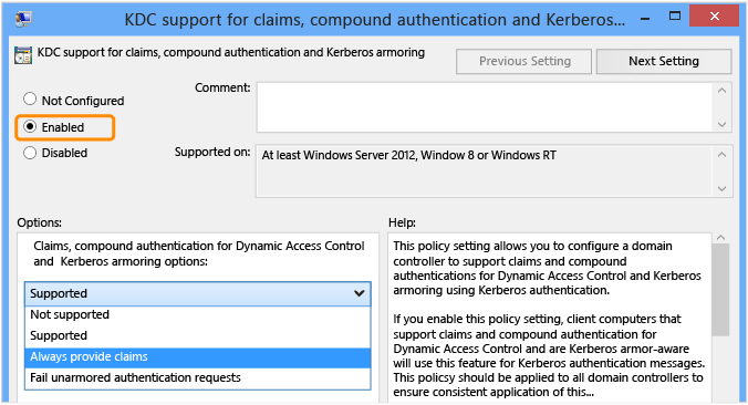 Captura de tela que realça a opção de menu Sempre fornecer declaração.