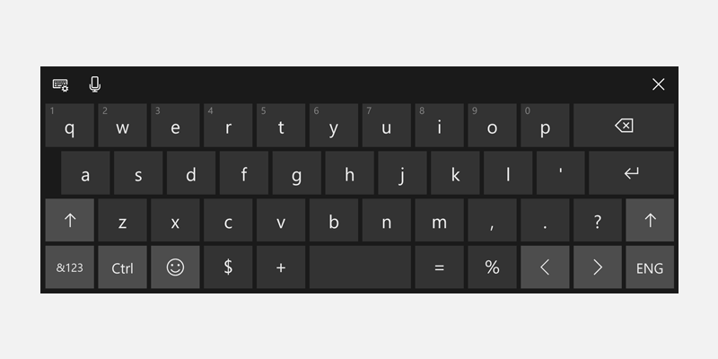 Teclado de toque do Windows para fórmula