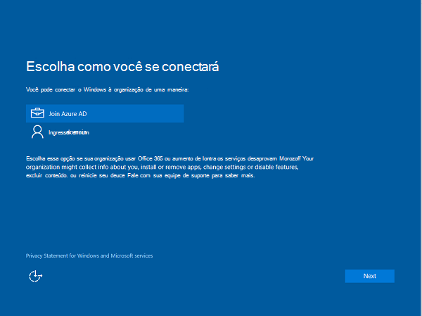 escolha o domínio ou Microsoft Entra ID