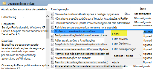 Configurar o Atualizações automático na interface do usuário.