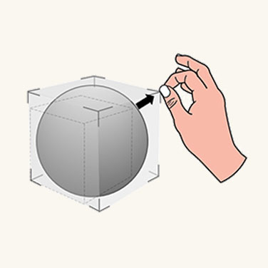 Gráfico que mostra o usuário segurando o canto de um objeto para dimensioná-lo