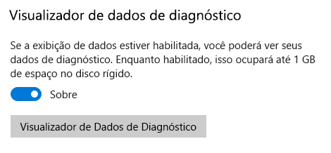 Local para habilitar o Visualizador de Dados de Diagnóstico.