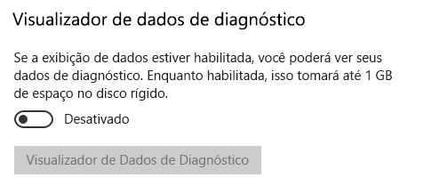 Local para desabilitar a exibição de dados.