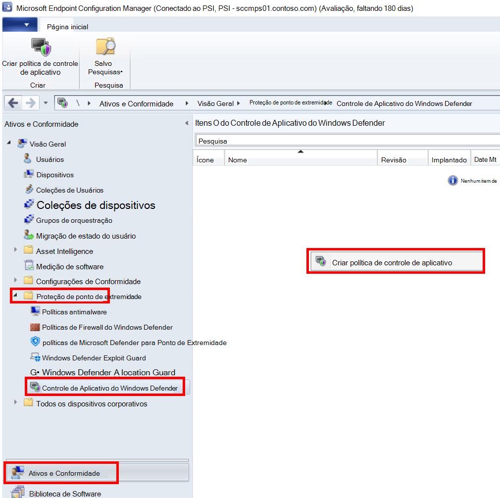 Crie uma política de Controlo de Aplicações no Configuration Manager.