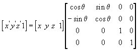 Equação de uma matriz de rotação Z para um novo ponto