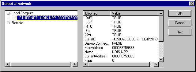 configurações típicas de um ndis npp fornecido pelo monitor de rede