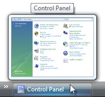 captura de tela das categorias do painel de controle 