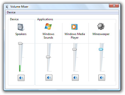 captura de tela do mixer de volume do Windows 