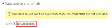 Captura de ecrã a mostrar Editar credenciais no serviço Power BI.