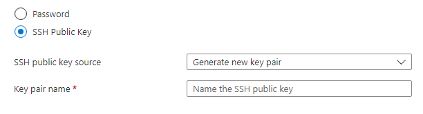 Captura de tela do elemento de interface do usuário de combinação de credenciais para uma chave pública SSH do Linux.