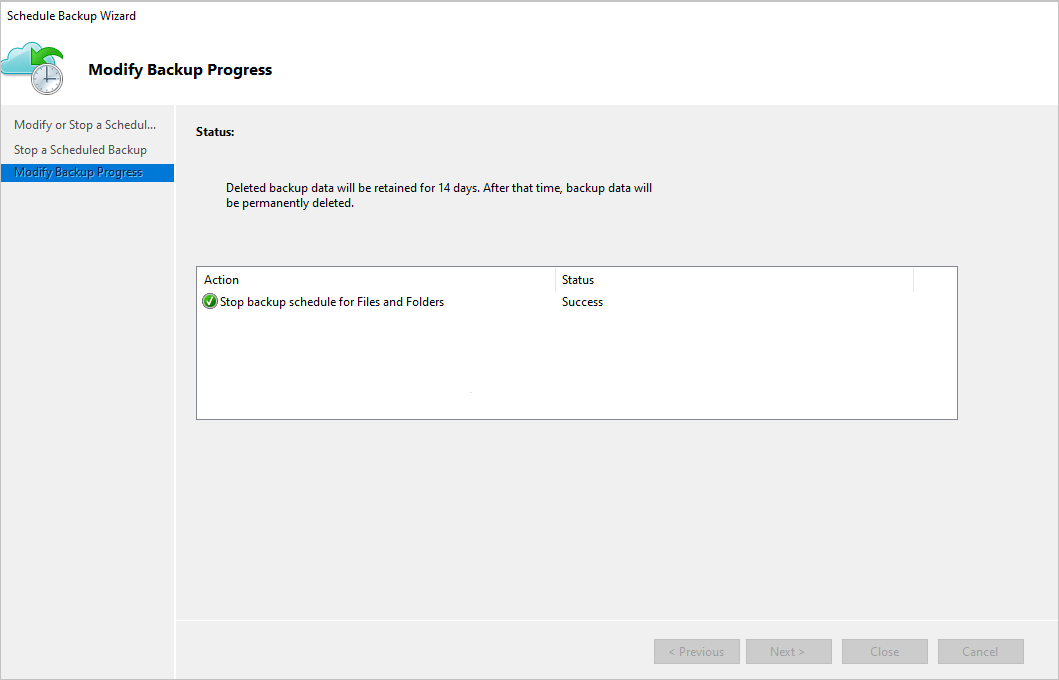 A captura de tela mostra como modificar o progresso do backup.