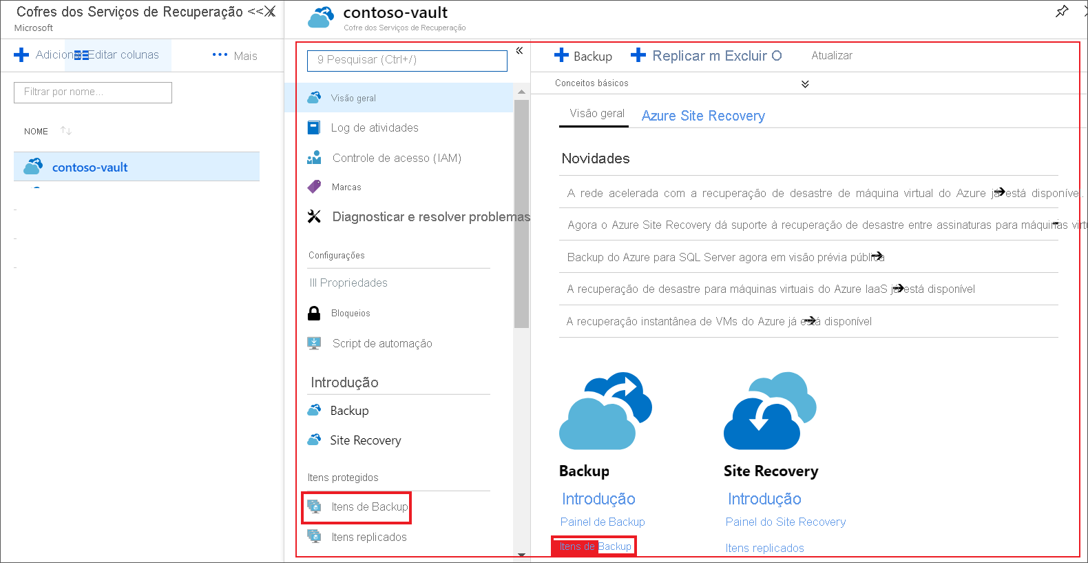 Captura de ecrã a mostrar para abrir o painel do cofre e o painel Definições.